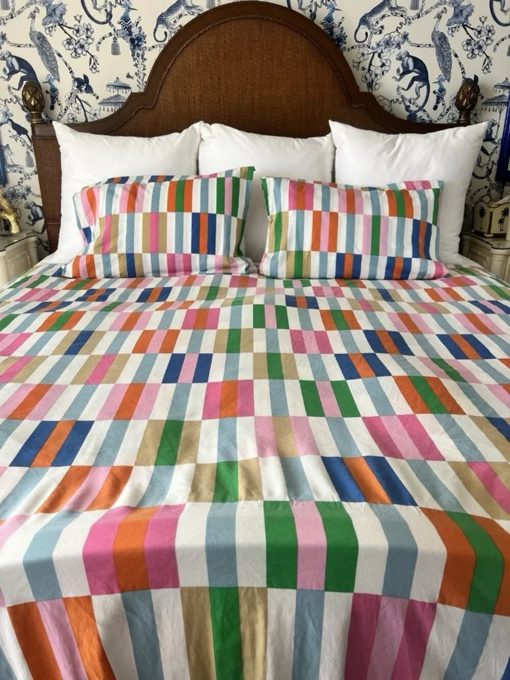 Ikea KLIBBKORSORT Full-Queen Duvet Cover & 2 STD Pillowcases Multicolor Modern